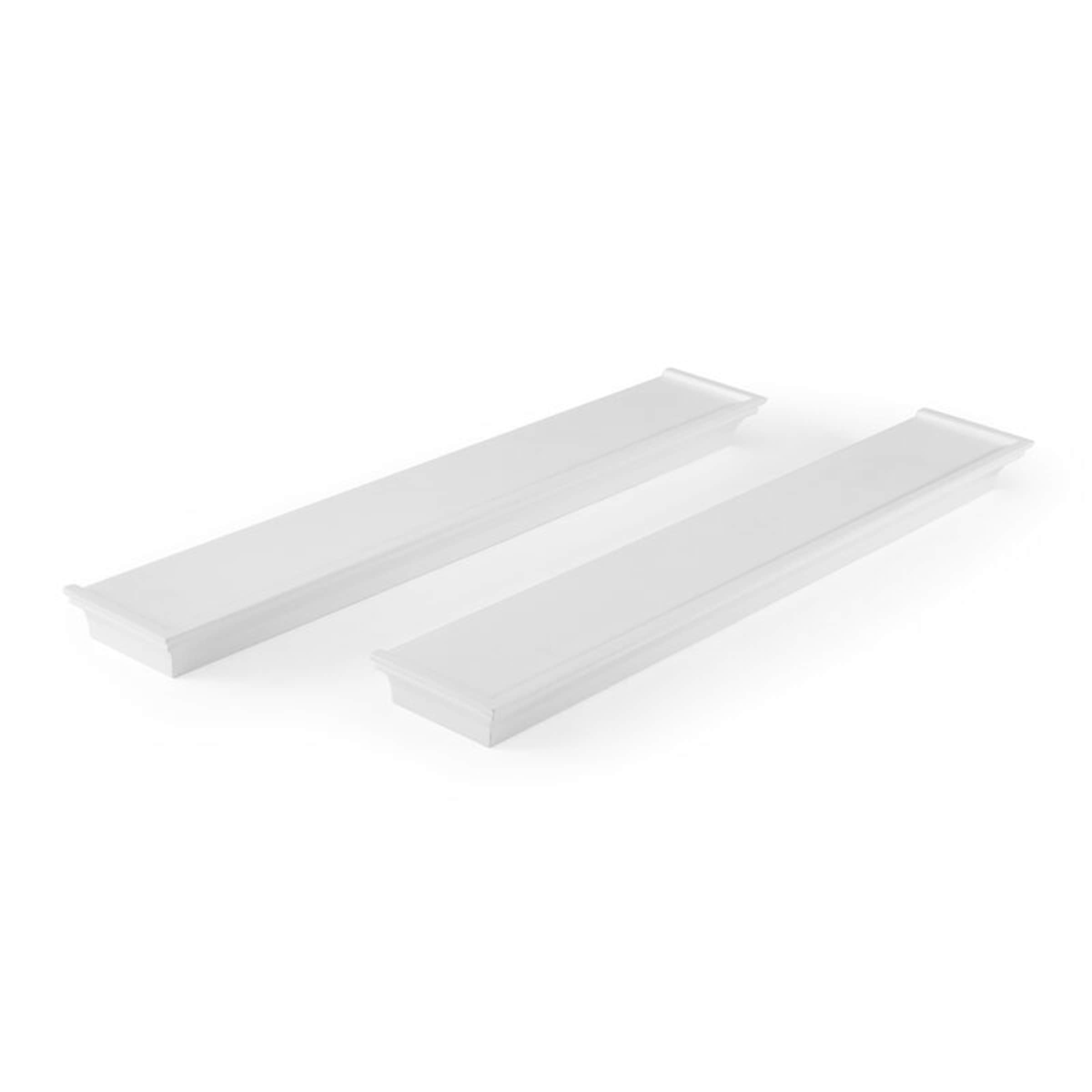 Melannco Set of 2 Traditional Wall Shelves, 24 Inch, White
