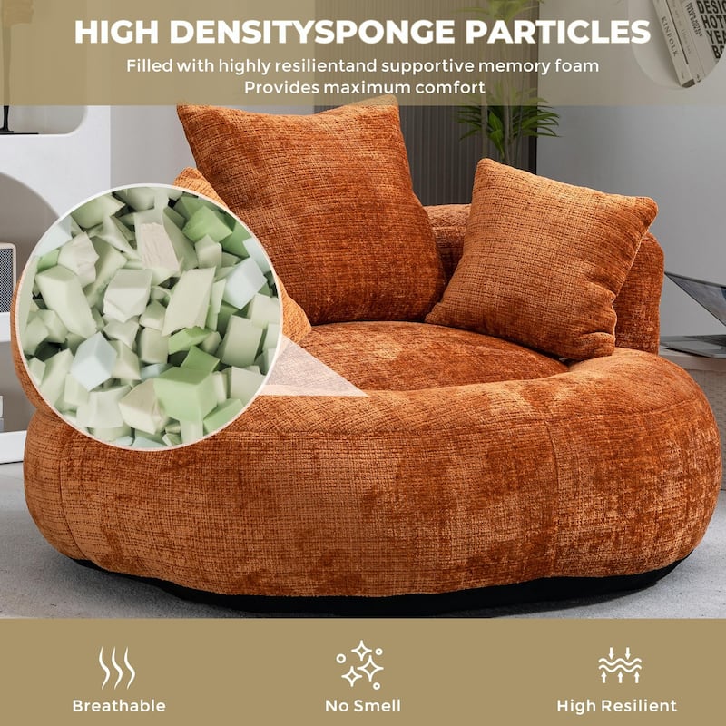 Durable Lazy Sofa Comfort Lounger, High Back Bean Bag Couch with 3 Pillows