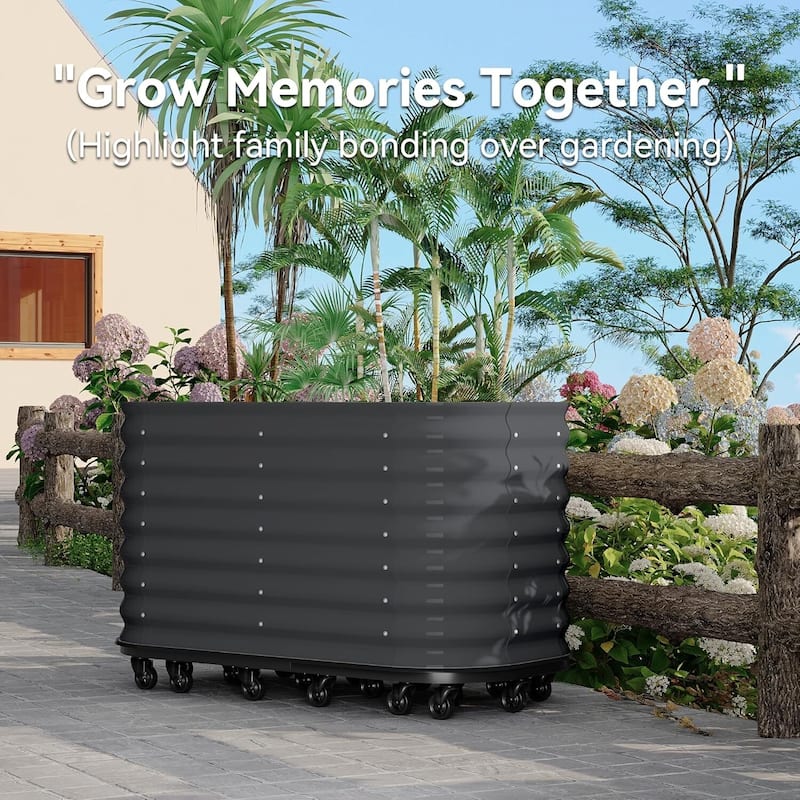 59" Self-Watering Rolling Metal Garden Bed - 1 PC