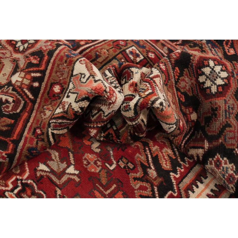 Hand Knotted Oriental 100% Wool Carpet Traditional Medallion Red Heriz Area Rug - 11' 1'' X 7' 10''