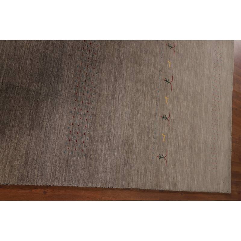 Brown Gabbeh Area Rug Handmade Oriental Wool Carpet - 6'8"x 9'9"