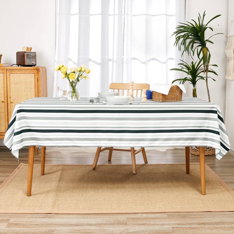 Deconovo Waterproof Polyester Tablecloth with Three Striped Patterns