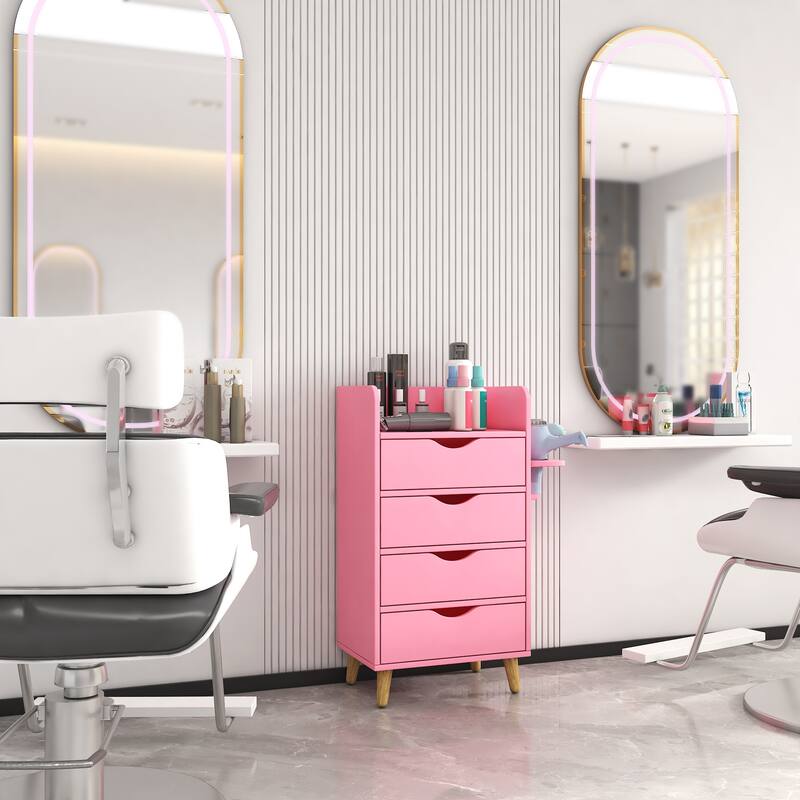 4 -Layer Salon Storage Cabinet,Beauty Barber Salon Styling Station Organizer Equipment,4 Drawers and Raised Table Legs