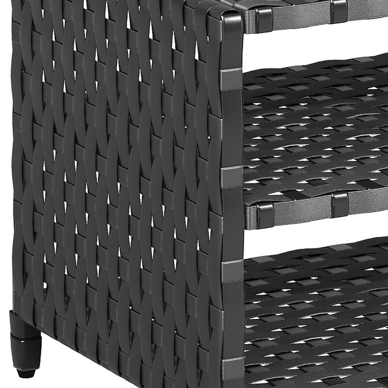 Rattan Wicker Outdoor Patio Pool Storage Bin Cabinet w/ Shoe Rack