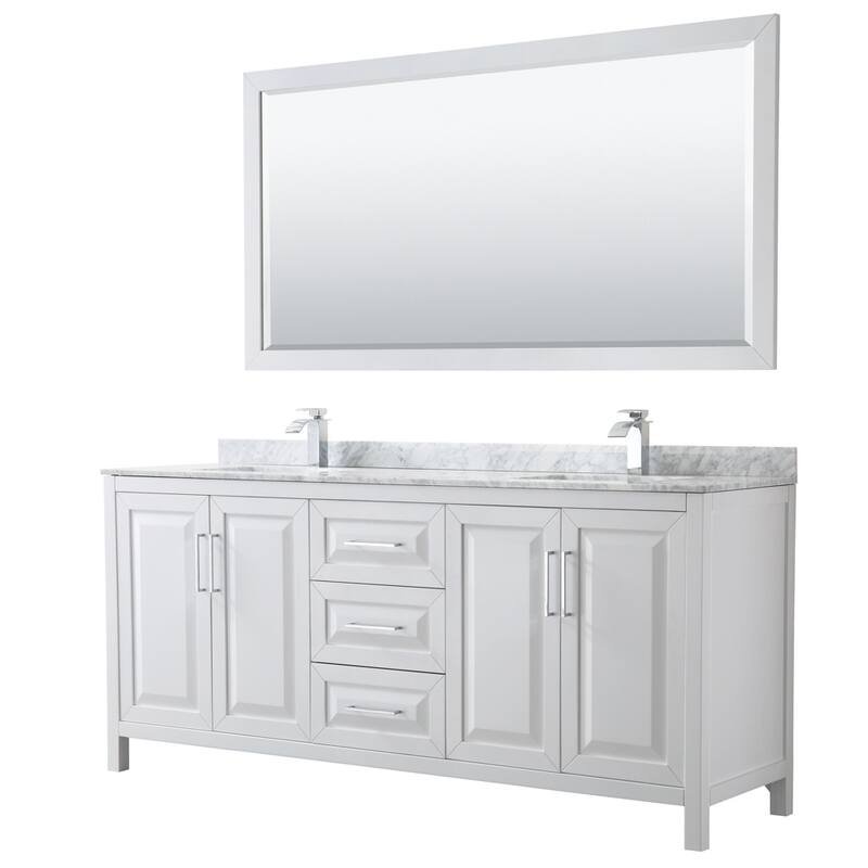 Daria 80-inch Double Vanity, Marble Top, 70-inch Mirror