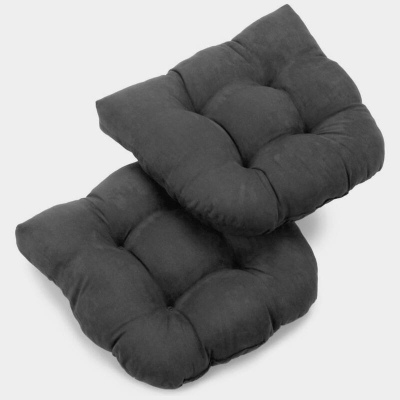 19-inch U-Shaped Microsuede Chair Cushion (Set of 1, 2, or 4) - Set of 2 - Steel Grey