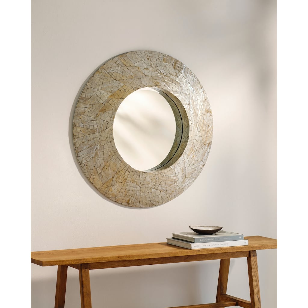 Layto Mother of Pearl Glam Wall Mirror - 32"H x 32"W x 3.1"D