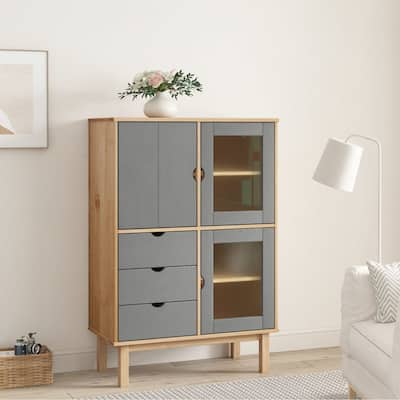 vidaXL Highboard OTTA 33.5"x16.9"x49.2" Solid Wood Pine - 33.5" x 16.9" x 49.2"