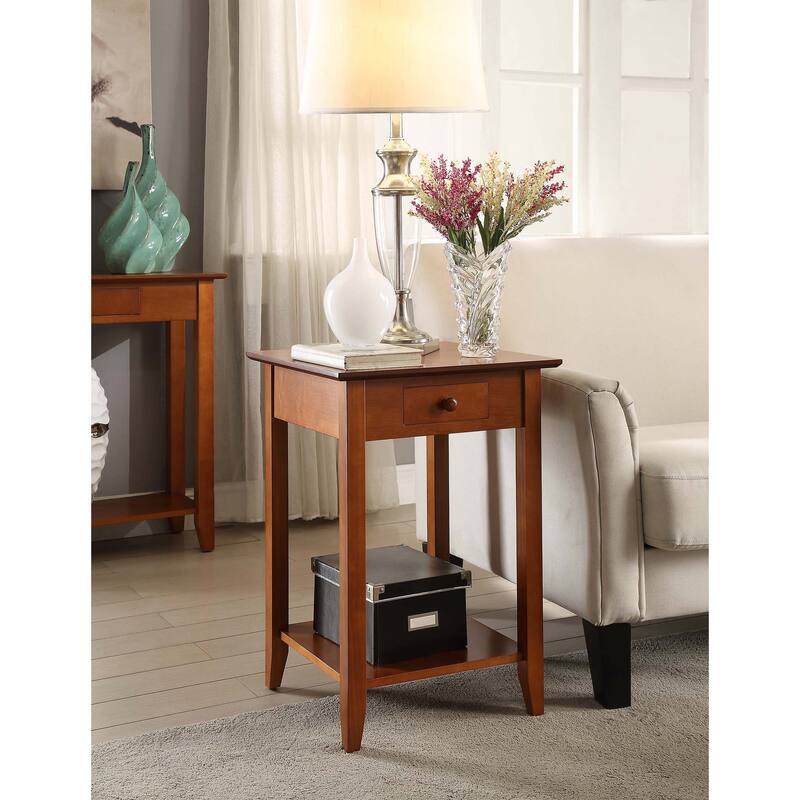 Convenience Concepts American Heritage 1 Drawer End Table with Shelf - Cherry