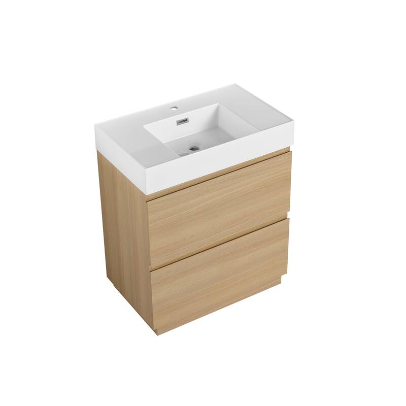 30 in. W x 18 in. D x 35 in. H Single Sink Freestanding Bath Vanity with White Resin Top