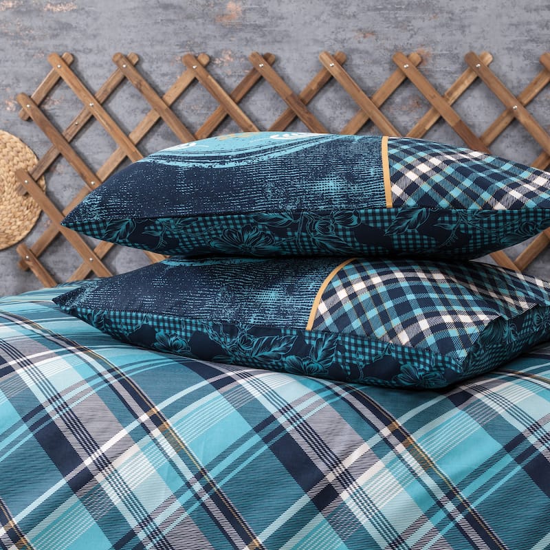 SUSSEXHOME Black Green Stripes Duvet Cover Set Teal, Hypoallergenic