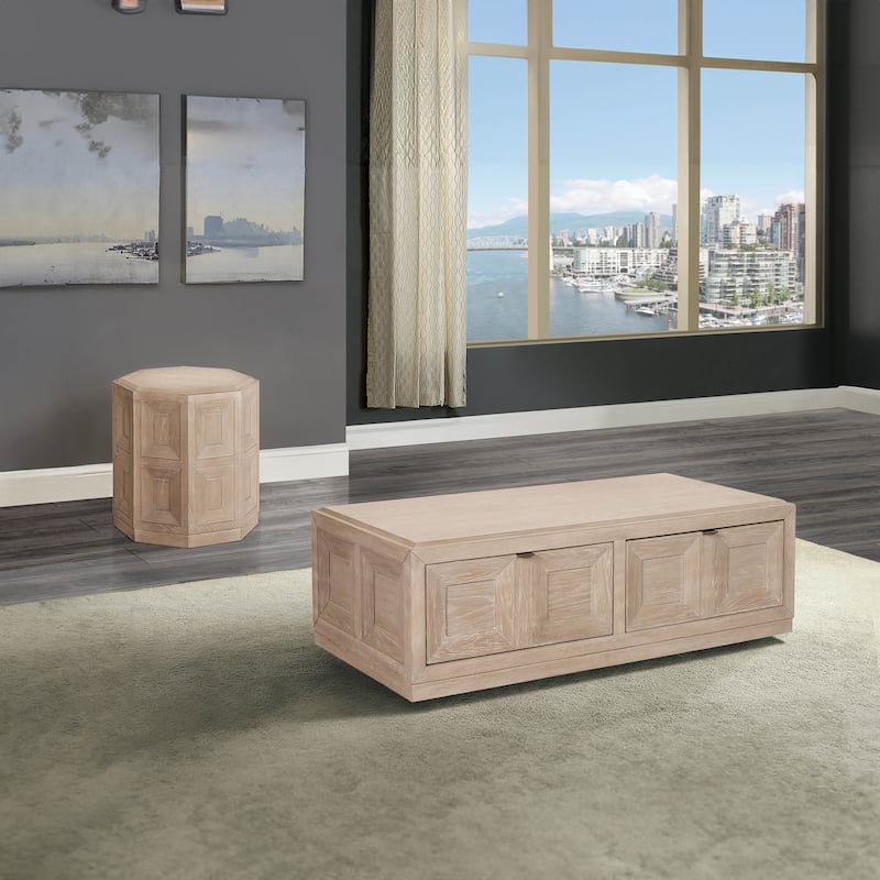 Furniture of America Durem Modern Classic 2-Piece Solid Wood Mobile Coffee Table Set with Storage - Tawny Brown