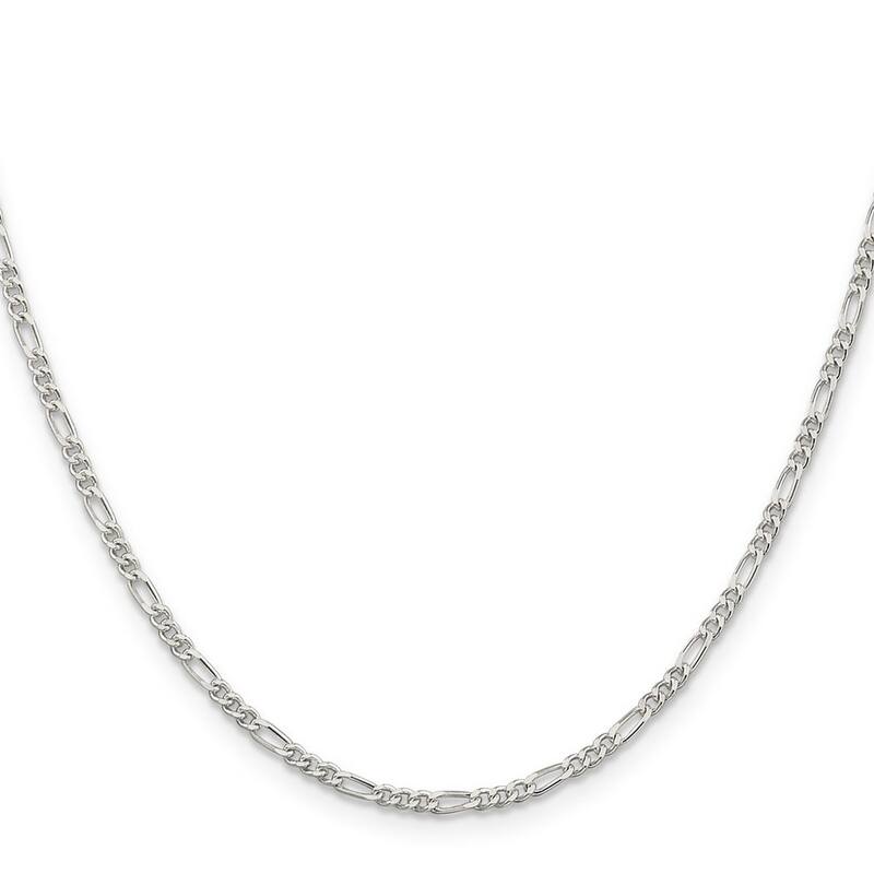 Curata 925 Sterling Silver Rhodium 2.25mm Figaro Chain Necklace (Lobster)