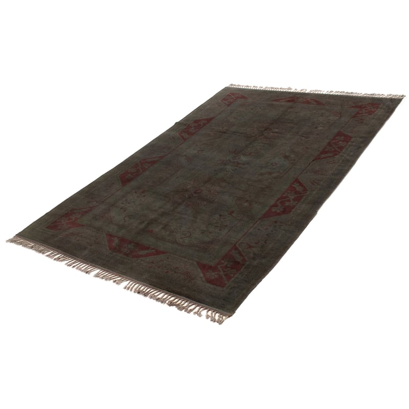 ECARPETGALLERY Hand-knotted Color Transition Dark Green Wool Rug - 6'4 x 10'4