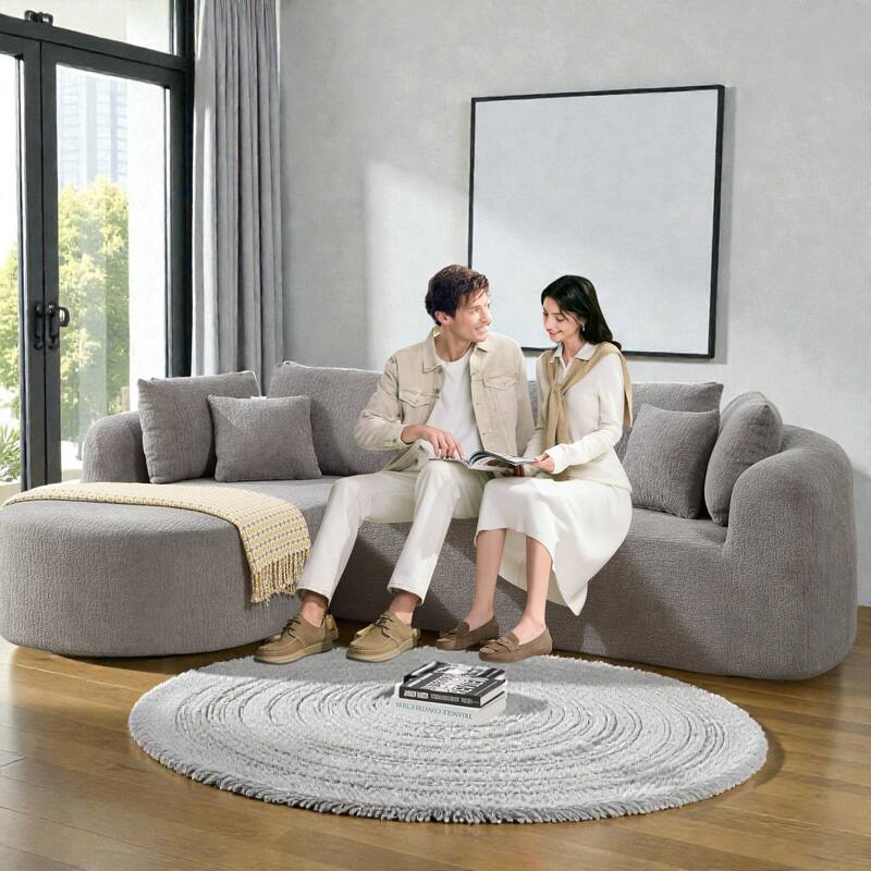 109" Cloud Sectional Couch, Boneless L-Shaped Sofa with Chaise, Corduroy Upholstery, Memory Foam