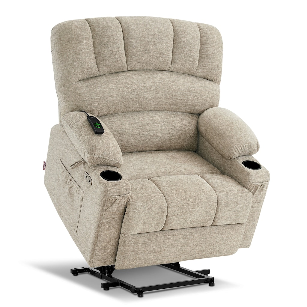MCombo Recliner Chair Sofa with Massage and Heat, Fabric R7096 (Medium-Wide)