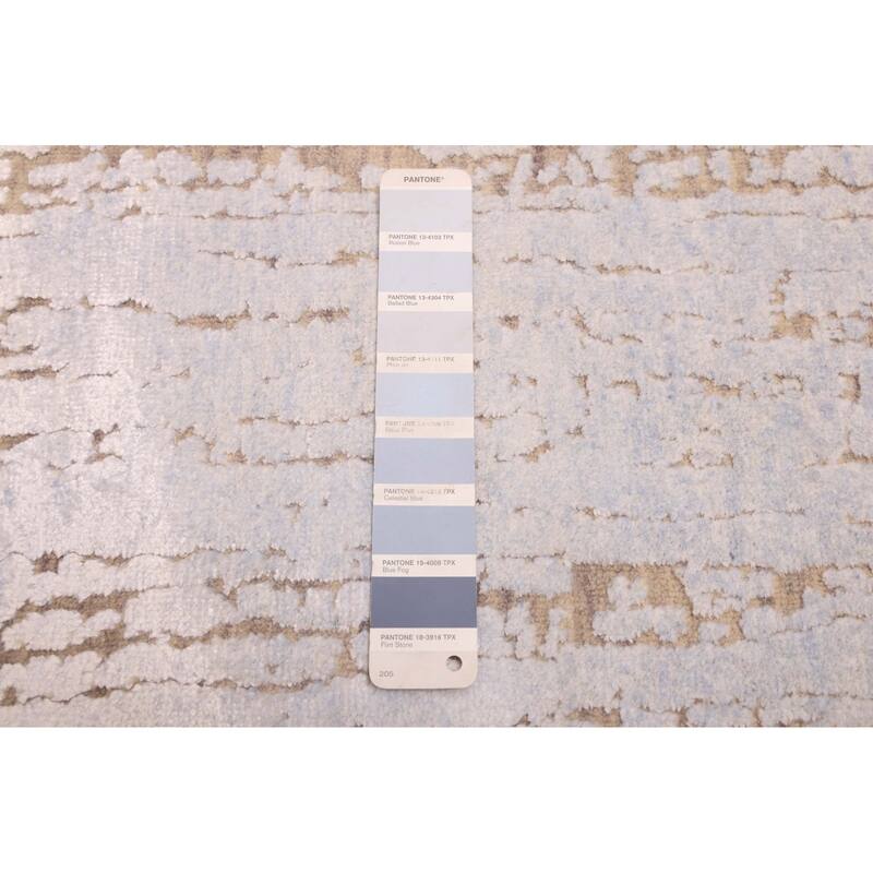 ECARPETGALLERY Hand-knotted Legacy Light Blue, Light Grey Silk, Wool Rug - 2'5 x 12'0