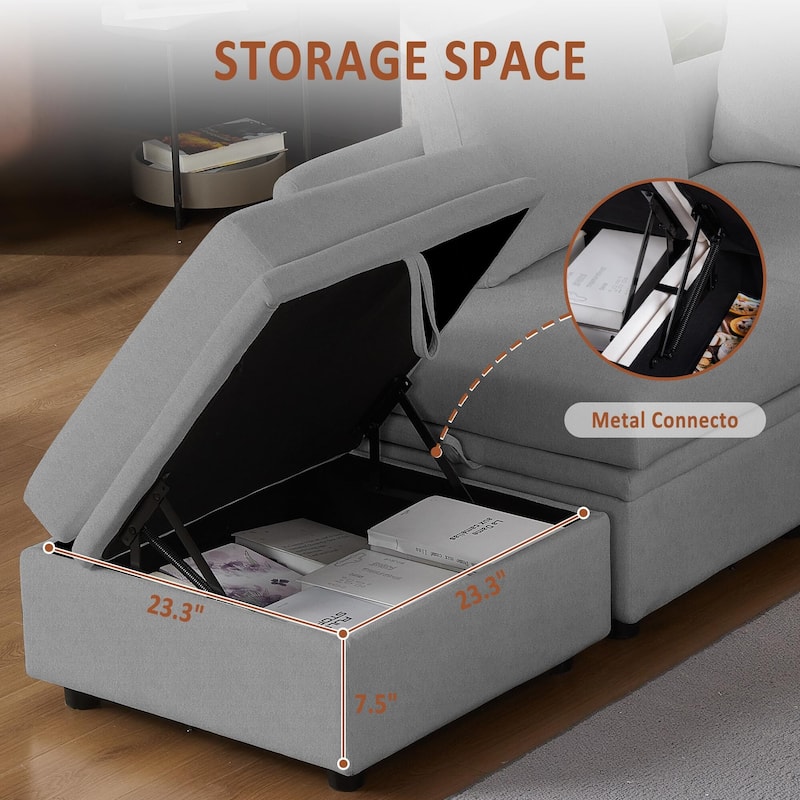 9 Seater Modular Sectional Sofa Couch with Underseat Storage