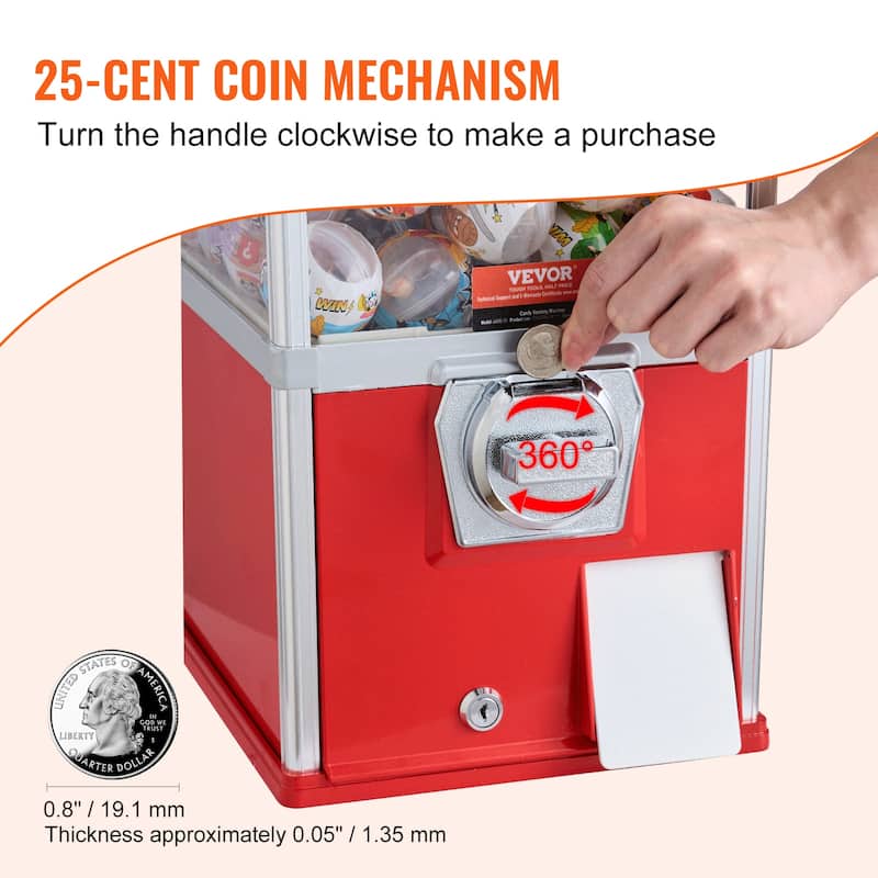 VEVOR Gumball Machine for Kids Home Vending Machine Rectangle Bubble Gum Machine for Game Stores Coin Operated Gumball Bank