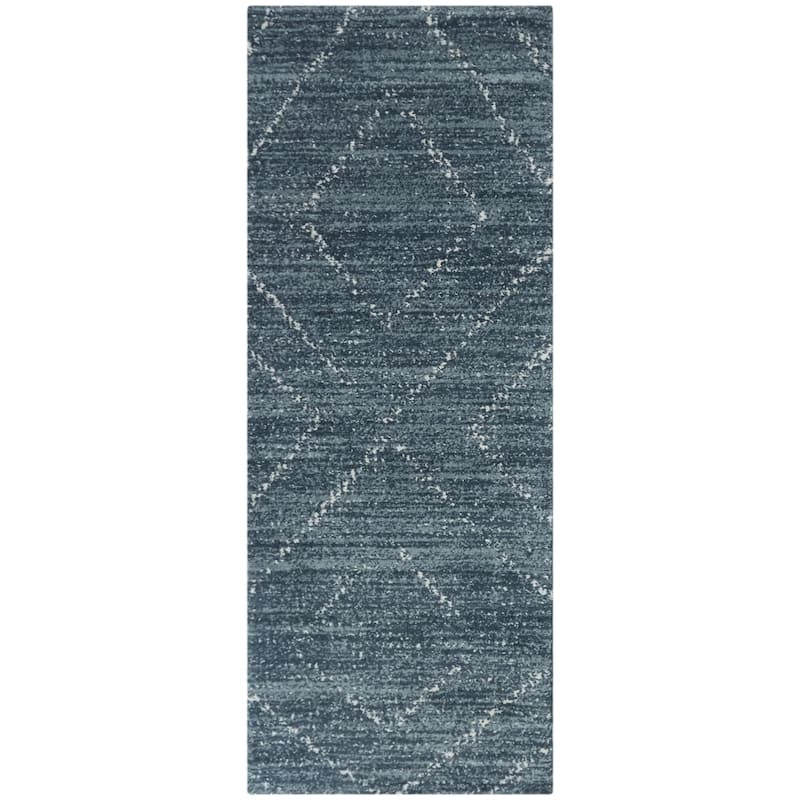 Sienna Moroccan Diamond Area Rug - 2'2" x 7' Runner - Blue