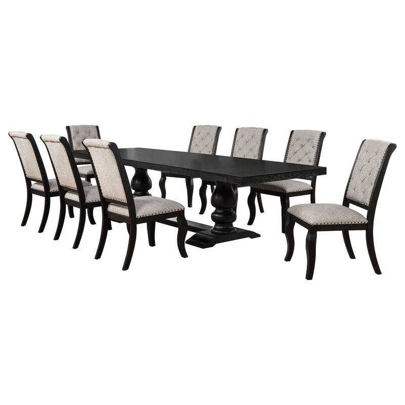 Phelps Rectangular Dining Table Set Distressed Noir