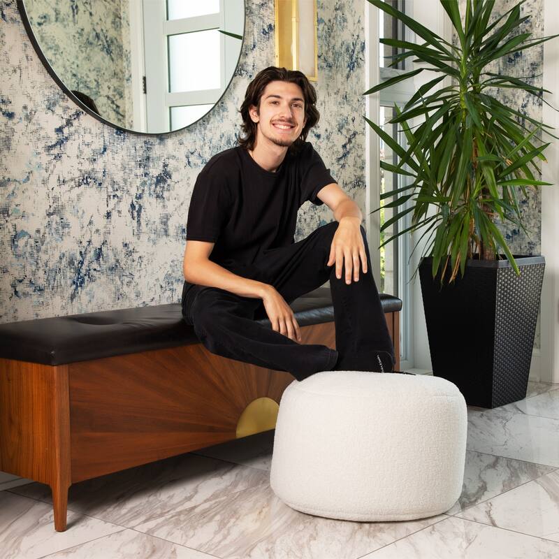 Gouchee Home Dotcom Woolly Indoor Bean Bag Pouf - Off-White