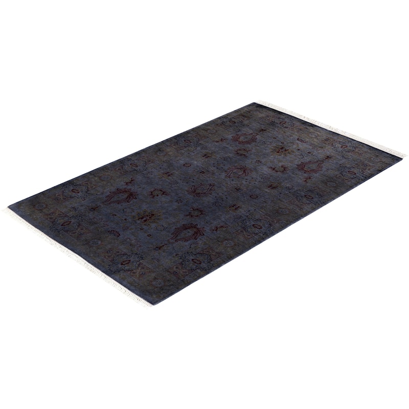 Overton Hand Knotted Wool Vintage Inspired Modern Contemporary Overdyed Gray Area Rug - 3' 1" x 5' 1"