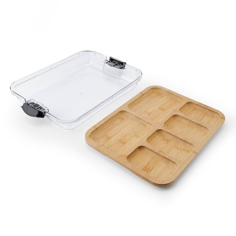 Farberware Build-a-Board Cutting Board with Compartments and Clear Locking Lid for Charcuterie, Snacks