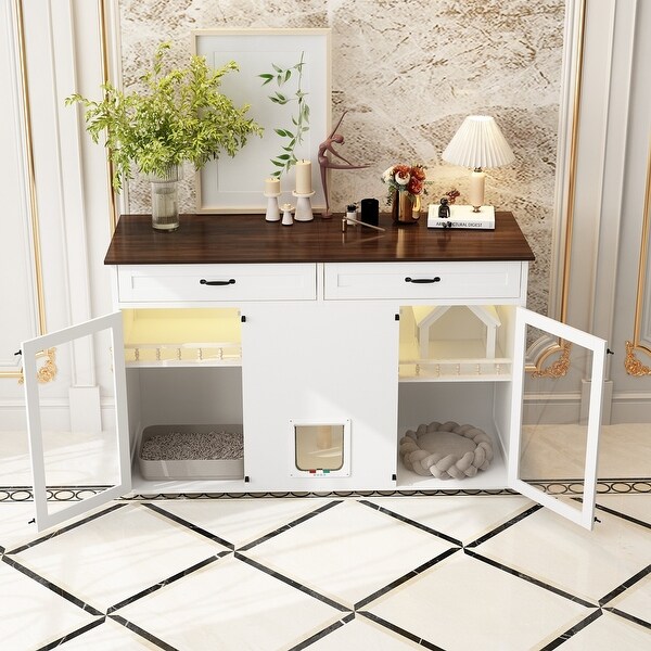 Multi-Functional Cat Credenza with Storage and Play Area Furniture