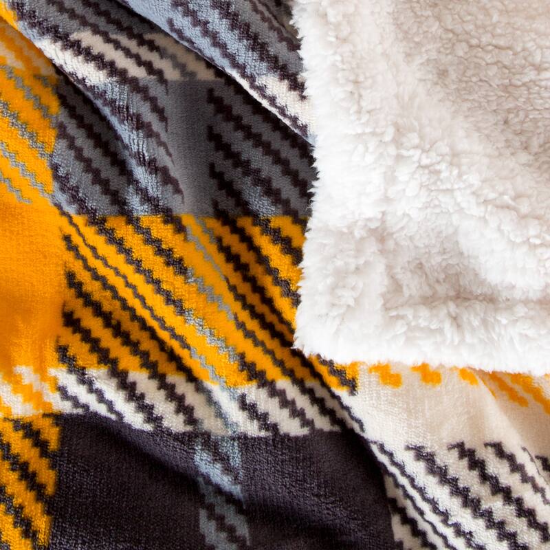 Reversible Fleece Blanket - 50-Inch x 60-Inch Machine-Washable Sherpa Throw by Windsor Home