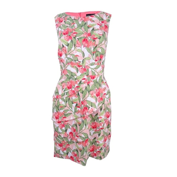 Connected Women's Floral-Print Sheath Dress - Melon