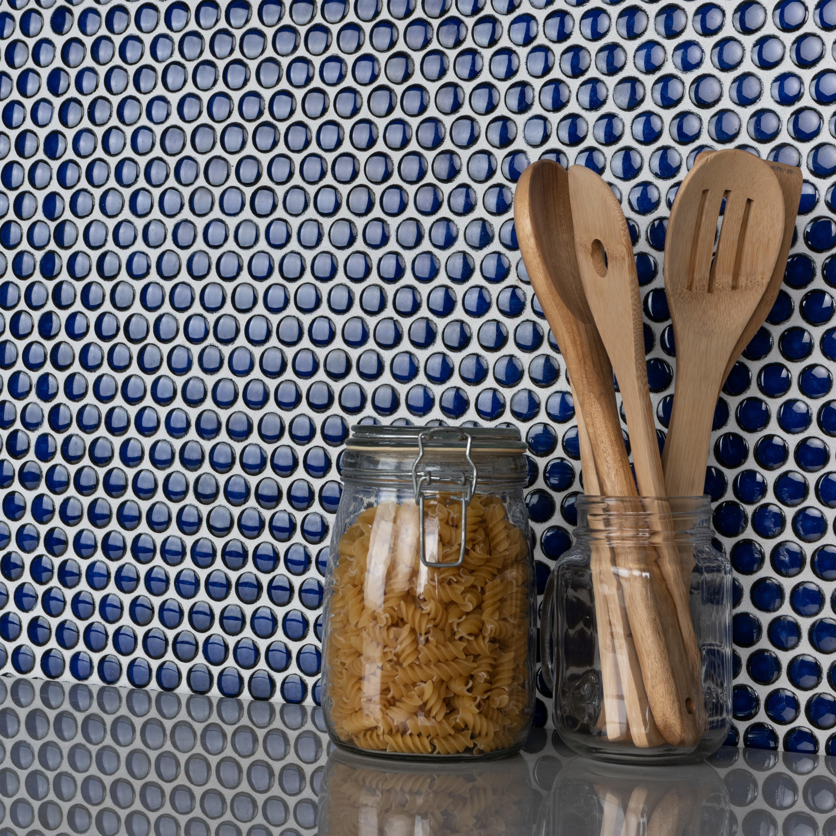 Merola Tile Hudson Penny Round Blue Eye 11-7/8" x 12-5/8" Porcelain Floor and Wall Tile