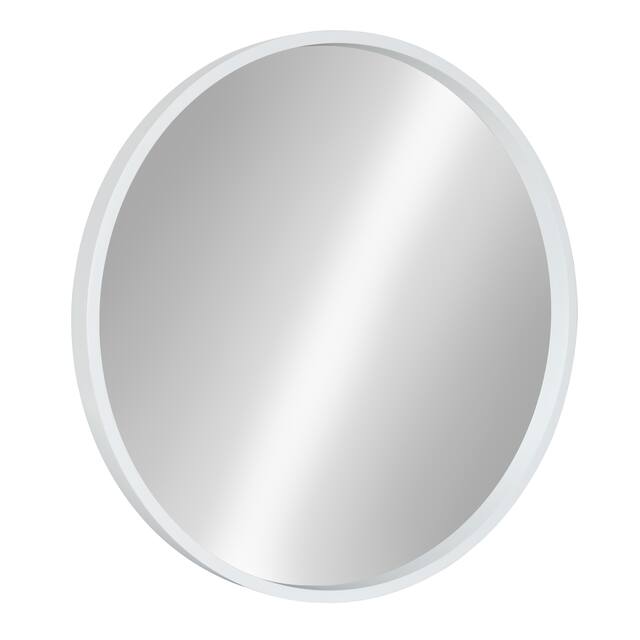 Kate and Laurel Travis Round Wood Accent Wall Mirror - 21.6" Diameter - White