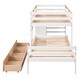 preview thumbnail 16 of 14, Twin Over Twin Low Bunk Bed with Storage Drawers & Ladder