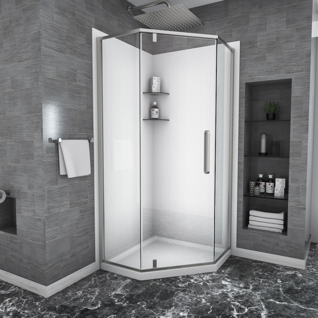 34"W x 72" H Framed Neo-Angle Hinged Shower Door - 34'' x 0.31'' x 72''