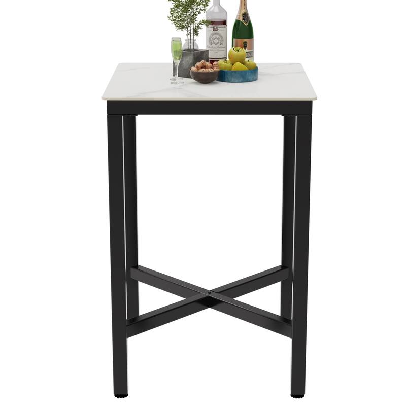 Square Cocktail Pub Bar Table Sintered Stone Tabletop - 28"W x 28"D x 42"H