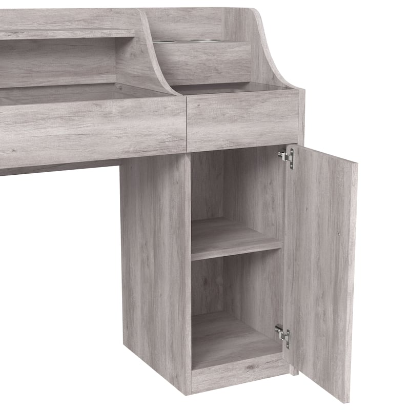 DH BASIC Transitional Coastal White and Glass Top Vanity with Grommets by Denhour