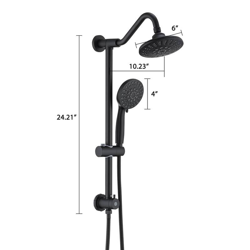 Wall Mounted Shower Faucet With Handheld Shower 6 Inch Rain Shower Head Combo Set Shower System With Slide Bar, NO VALVE