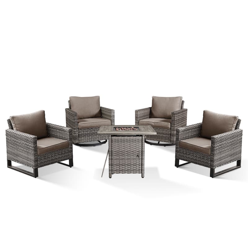 Outdoor Pocassy Glider Chairs Patio Chairs with Fire Table