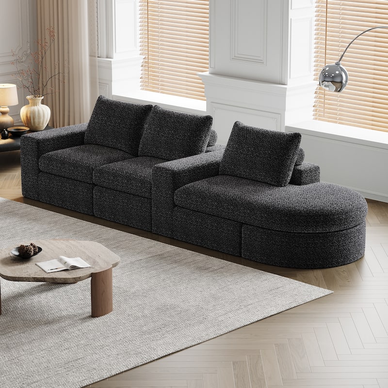 Roomfitters 99" Modern Chenille Cloud Curved Sectional Sofa with Chaise, L-Shaped Couch, for Living Room or Apartment