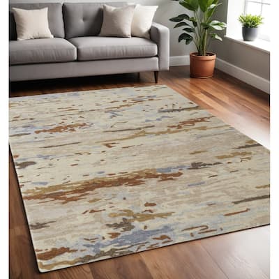 Xudu Hand Tufted Abstract Stain Resistant Soft Area Rug By HomeRoots - 5' x 8'
