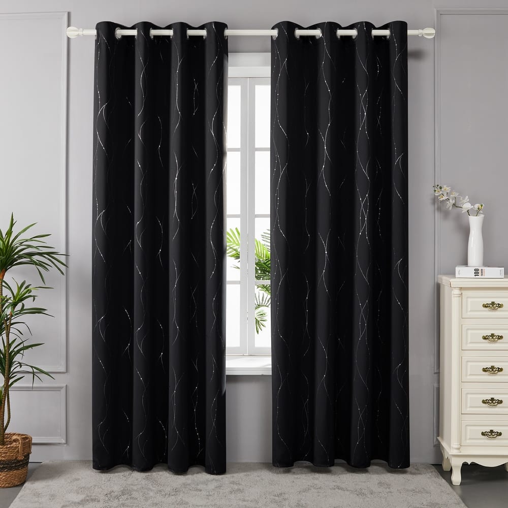 Deconovo Wave Line with Dots 52 Width Curtains Pair(2 Panel)