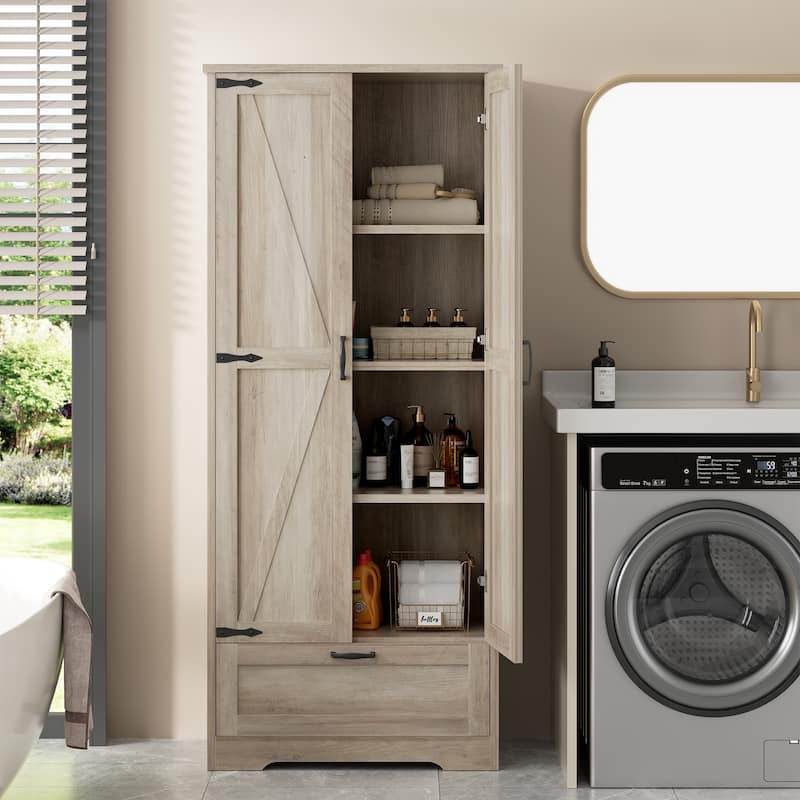 Beverage Cabinet with Drawer & Adjustable Shelves - Storage Organizer for Kitchen, Pantry, or Dining Room