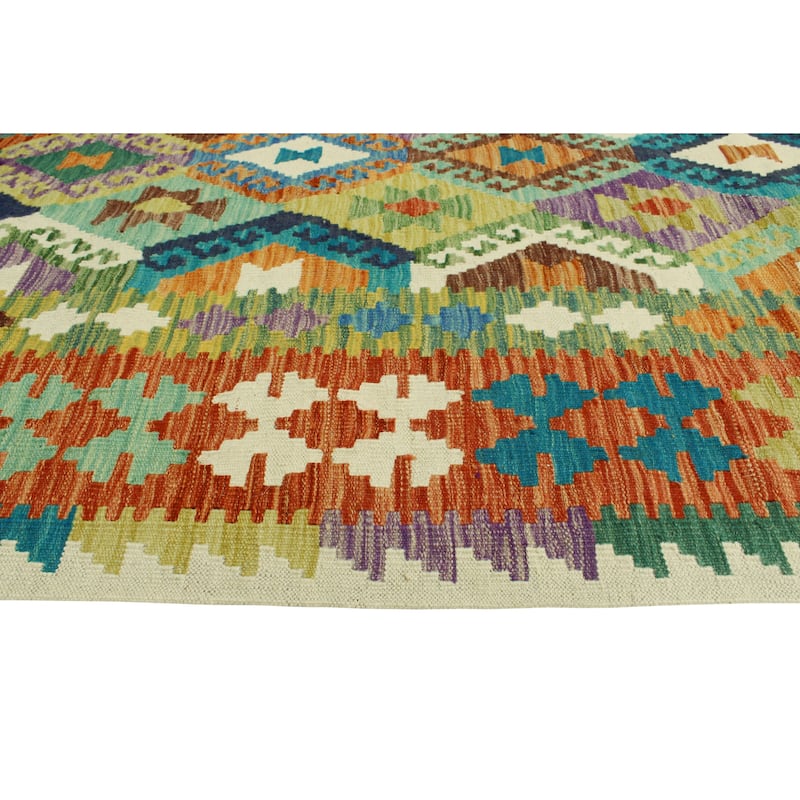 Flatweave Nuro Green/Red Rug - 6'8" x 10'0"