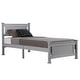 preview thumbnail 18 of 26, Modern Twin Wood Bed Frame with Geometric Headboard, Solid Pine Construction