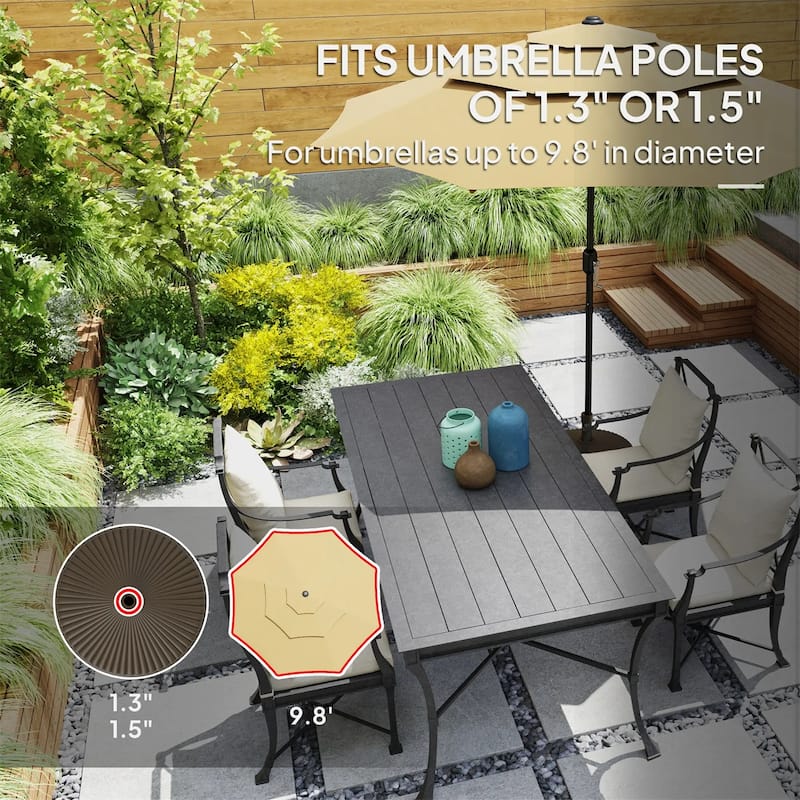Outdoor Umbrella Base HDPE Patio Parasol Stand Fillable with Sand or Water - 21.7" x 11.8" H