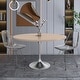 preview thumbnail 19 of 29, Verve 48" Modern Round Solid Wood Top Dining Table with Brushed Chrome Steel Pedestal Base for Kitchen & Dining Room
