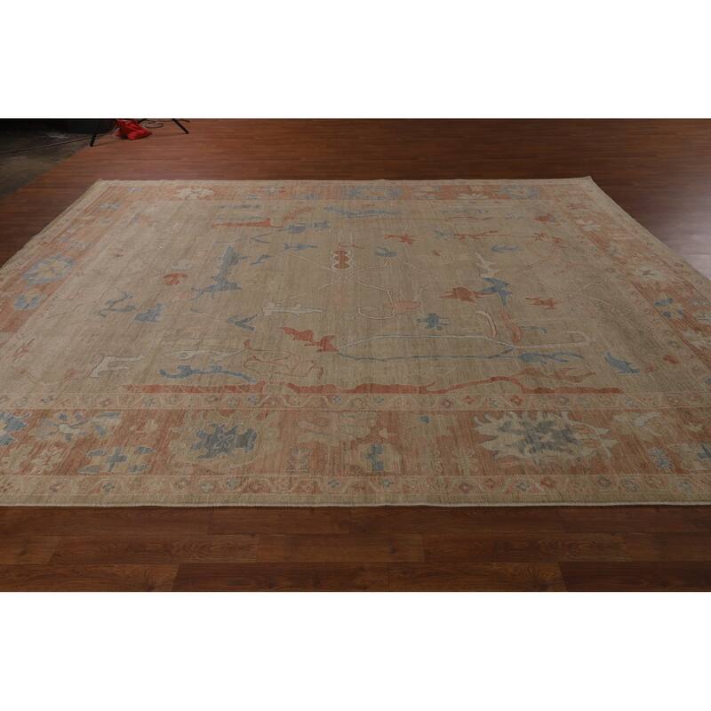 Orange Oushak Turkish Area Rug Handmade Vegetable Dyewool Carpet - 9'4"x 12'0"