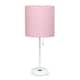 Porch & Den Custer Metal/ Fabric Lamp with Charging Outlet - Pink on White base
