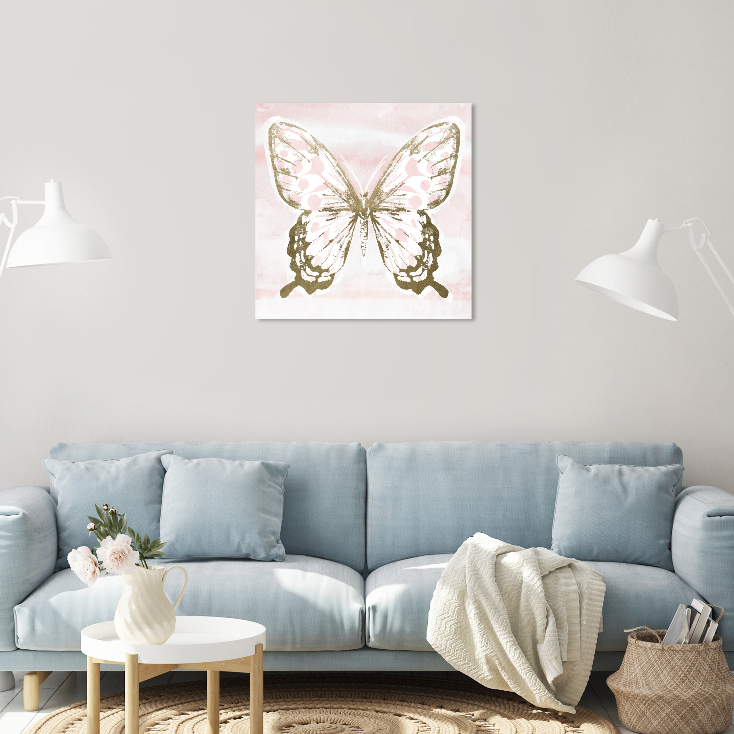Oliver Gal 'Blush Cheetah Butterfly' Gold Wall Art Canvas Print